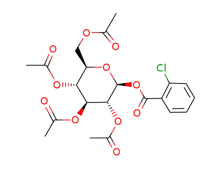 Molecular Structure of 14687-06-0 (<i>O</i><sup>2</sup>,<i>O</i><sup>3</sup>,<i>O</i><sup>4</sup>,<i>O</i><sup>6</sup>-tetraacetyl-<i>O</i><sup>1</sup>-(2-chloro-benzoyl)-β-D-glucopyranose)