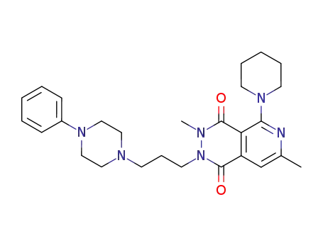 Molecular Structure of 164071-35-6 (3,7-dimethyl-2-[3-(4-phenylpiperazin-1-yl)propyl]-5-piperidin-1-yl-2,3-dihydropyrido[3,4-d]pyridazine-1,4-dione)