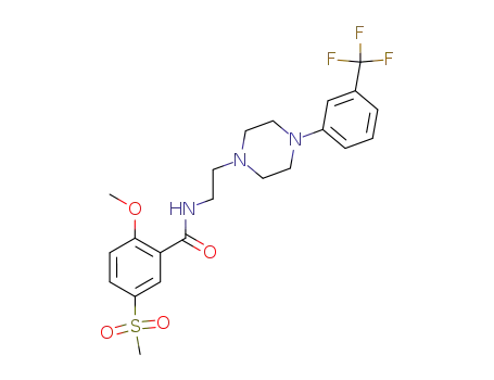 Molecular Structure of 82608-06-8 (BENZAMIDE, 2-METHOXY-5-(METHYLSULFONYL)-N-(2-(4-(alpha,alpha,alpha-TRI FLUORO-m-T)