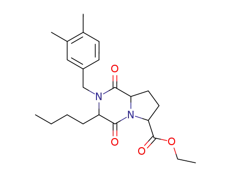Molecular Structure of 53300-69-9 (Pyrrolo[1,2-a]pyrazine-6-carboxylic acid,
3-butyl-2-[(3,4-dimethylphenyl)methyl]octahydro-1,4-dioxo-, ethyl ester)