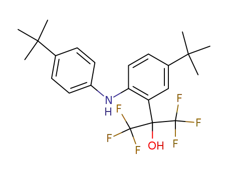 Molecular Structure of 134538-77-5 (2-(1-hydroxy-1-trifluoromethyl-2,2,2-trifluoroethyl)-4,4'-di(tert-butyl)diphenylamine)