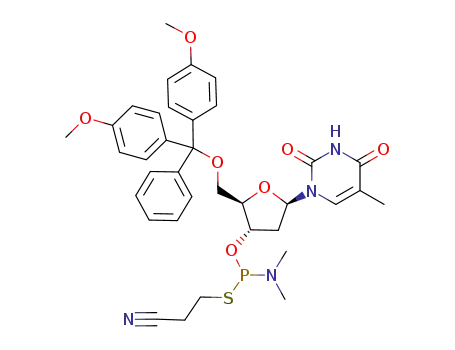 O-(5'-O-dimethoxytritylthymidin-3'-yl) S-(2-cyanoethyl) N,N-dimethylthiophosphoramidite