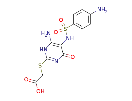 Molecular Structure of 93671-37-5 ([(6-amino-5-{[(4-aminophenyl)sulfonyl]amino}-4-oxo-1,4-dihydropyrimidin-2-yl)sulfanyl]acetic acid)
