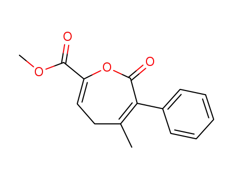 Molecular Structure of 127280-54-0 (4,7-Dihydro-5-methyl-7-oxo-6-phenyloxepin-2-carbonsaeure-methylester)