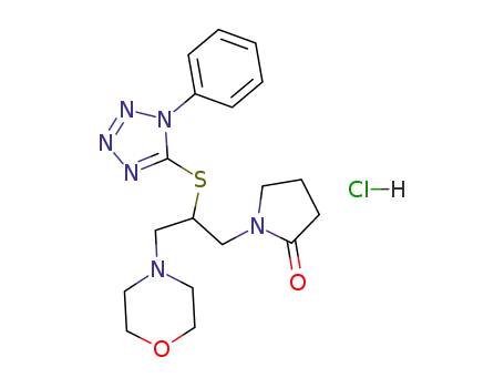 Molecular Structure of 117063-98-6 (1-{3-morpholin-4-yl-2-[(1-phenyl-1H-tetrazol-5-yl)sulfanyl]propyl}pyrrolidin-2-one hydrochloride)