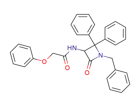 Molecular Structure of 105602-12-8 (Acetamide,
N-[4-oxo-2,2-diphenyl-1-(phenylmethyl)-3-azetidinyl]-2-phenoxy-)