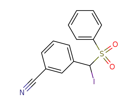 Molecular Structure of 41037-87-0 (Benzonitrile, 3-[iodo(phenylsulfonyl)methyl]-)