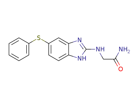 Molecular Structure of 125422-38-0 (5<sup>(6)</sup>-Phenylthio-2-(carboxamidomethylamino)-benzimidazole)