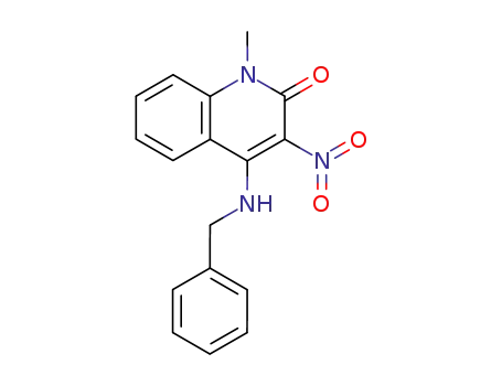 Molecular Structure of 141945-52-0 (4-(benzylamino)-1-methyl-3-nitroquinolin-2(1H)-one)
