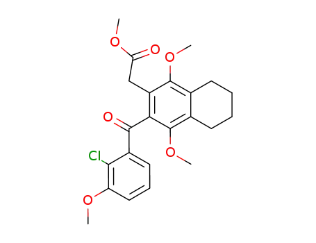 Molecular Structure of 84390-74-9 (methyl 7-(2-chloro-3-methoxybenzoyl)-1,2,3,4-tetrahydro-5,8-dimethoxy-6-naphthylacetate)