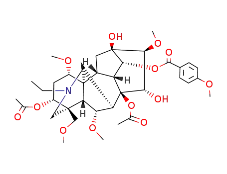 (1alpha,3alpha,6alpha,10alpha,13alpha,14alpha,15alpha,16beta,17xi)-3,8-bis(acetyloxy)-20-ethyl-13,15-dihydroxy-1,6,16-trimethoxy-4-(methoxymethyl)aconitan-14-yl 4-methoxybenzoate