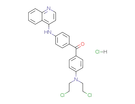 Molecular Structure of 133041-58-4 ({4-[bis(2-chloroethyl)amino]phenyl}[4-(quinolin-4-ylamino)phenyl]methanone hydrochloride)