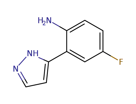 Molecular Structure of 147006-10-8 (Benzenamine, 4-fluoro-2-(1H-pyrazol-3-yl)-)