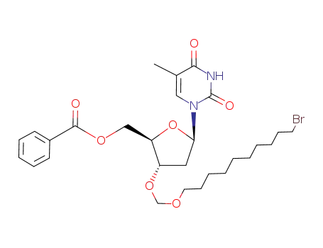 Benzoic acid (2R,3S,5R)-3-(10-bromo-decyloxymethoxy)-5-(5-methyl-2,4-dioxo-3,4-dihydro-2H-pyrimidin-1-yl)-tetrahydro-furan-2-ylmethyl ester
