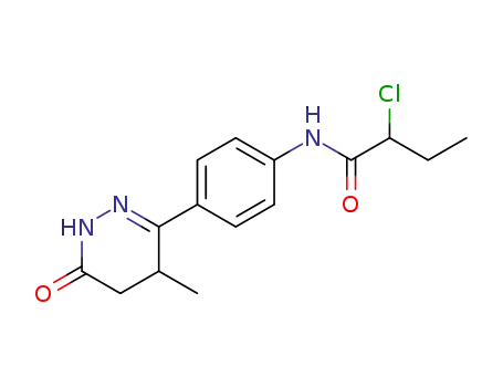 Molecular Structure of 85221-84-7 (Butanamide,
2-chloro-N-[4-(1,4,5,6-tetrahydro-4-methyl-6-oxo-3-pyridazinyl)phenyl]-)