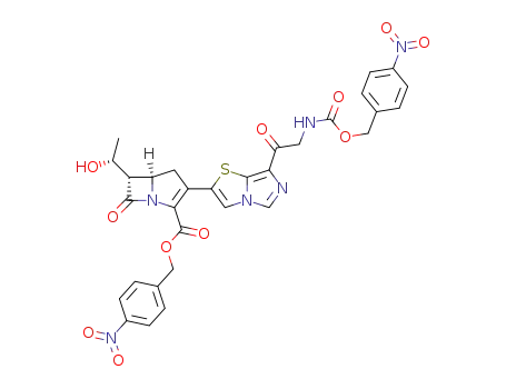 4-nitrobenzyl(5R,6S)-6-((1R)-1-hydroxyethyl)-2-[7-(4-nitrobenzyloxycarbonyl-amino)acetylimidazo[5,1-b]thiazol-2-yl]-1-carbapen-2-em-3-carboxylate