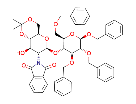 Molecular Structure of 214131-53-0 (benzyl O-(2-deoxy-4,6-O-isopropylidene-2-phthalimido-β-D-glucopyranosyl)-(1-4)-2,3,6-tri-O-benzyl-β-D-glucopyranoside)