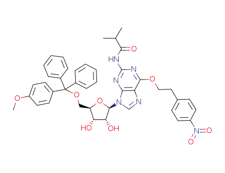 Molecular Structure of 173169-39-6 (N<sup>2</sup>-isobutyryl-5'-O-(monomethoxytrityl)-O<sup>6</sup>-<2-(4-nitrophenyl)ethyl>guanosine)