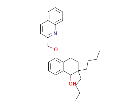 Molecular Structure of 119257-22-6 ((+)-2,2-Dibutyl-5-(2-quinolylmethoxy)-1,2,3,4-tetrahydro-1-naphthol)