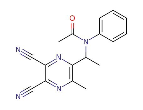 Molecular Structure of 192933-31-6 (Acetamide, N-[1-(5,6-dicyano-3-methylpyrazinyl)ethyl]-N-phenyl-)