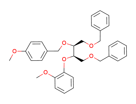Molecular Structure of 184839-79-0 (Benzene,
1-methoxy-2-[(1R,2S)-2-[(4-methoxyphenyl)methoxy]-3-(phenylmethoxy)
-1-[(phenylmethoxy)methyl]propoxy]-)
