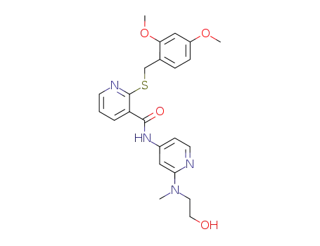 Molecular Structure of 1027496-47-4 (2-(2,4-Dimethoxy-benzylsulfanyl)-N-{2-[(2-hydroxy-ethyl)-methyl-amino]-pyridin-4-yl}-nicotinamide)