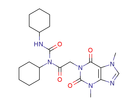 Molecular Structure of 169563-66-0 (N-cyclohexyl-N-(cyclohexylcarbamoyl)-2-(3,7-dimethyl-2,6-dioxo-2,3,6,7-tetrahydro-1H-purin-1-yl)acetamide)