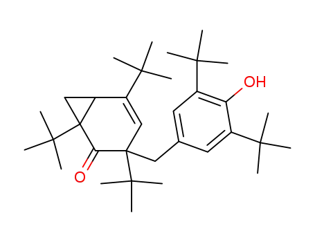 Molecular Structure of 19719-71-2 (1,3,5-Tri-tert-butyl-3-(3,5-di-tert-butyl-4-hydroxybenzyl)norcaran-4-en-2-one)
