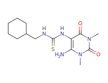 Molecular Structure of 7472-94-8 (1-(6-amino-1,3-dimethyl-2,4-dioxo-1,2,3,4-tetrahydropyrimidin-5-yl)-3-(cyclohexylmethyl)thiourea)
