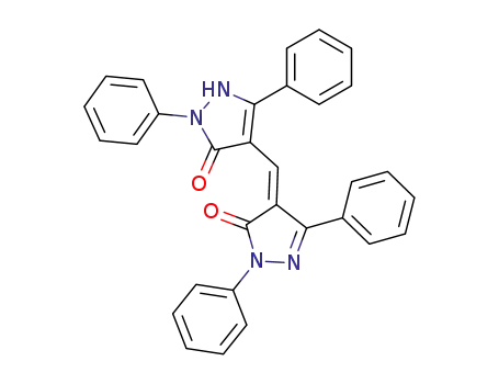 Molecular Structure of 15900-13-7 ((3-oxo-2,5-diphenyl-2,3-dihydro-1<i>H</i>-pyrazol-4-yl)-(5-oxo-1,3-diphenyl-1,5-dihydro-pyrazol-4-ylidene)-methane)