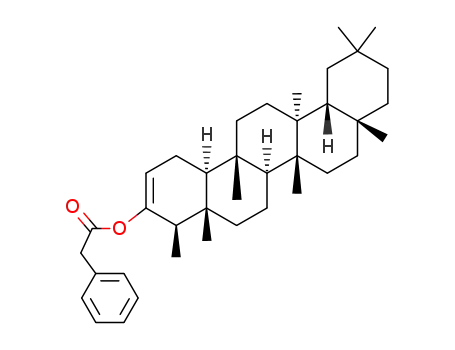 Molecular Structure of 7599-26-0 (4,4a,6b,8a,11,11,12b,14a-octamethyl-1,4,4a,5,6,6a,6b,7,8,8a,9,10,11,12,12a,12b,13,14,14a,14b-icosahydropicen-3-yl phenylacetate)
