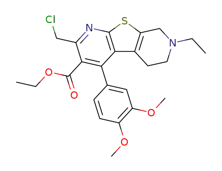 Molecular Structure of 179327-43-6 (2-chloromethyl-4-(3,4-dimethoxy-phenyl)-7-ethyl-5,6,7,8-tetrahydro-9-thia-1,7-diaza-fluorene-3-carboxylic acid ethyl ester)