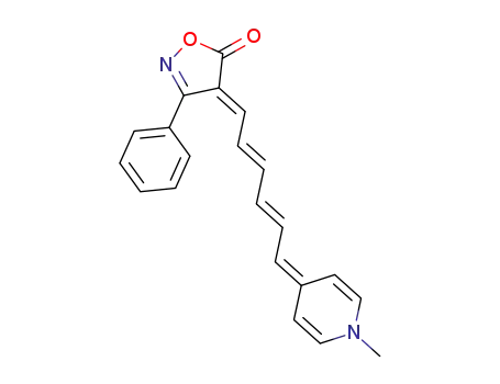 Molecular Structure of 15736-88-6 (5(4H)-Isoxazolone,4-[6-(1-methyl-4(1H)-pyridinylidene)-2,4-hexadien-1-ylidene]-3-phenyl-)
