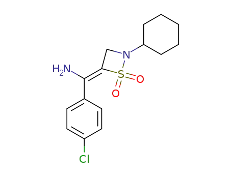 Molecular Structure of 148588-19-6 ((E)-4-(α-amino-4-chlorobenzylidene)-2-cyclohexyl-1,2-thiazetidine 1,1-dioxide)