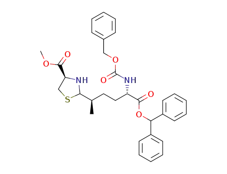 methyl (2RS,4R)-2-[(1R,4S)-4-diphenylmethoxycarbonyl-4-benzyloxycarbonylamino-1-methylbutyl]thiazolidine-4-carboxylate