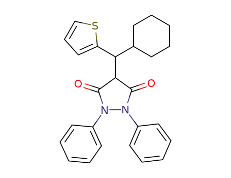 Molecular Structure of 93887-48-0 (3,5-Pyrazolidinedione, 4-(cyclohexyl-2-thienylmethyl)-1,2-diphenyl-)