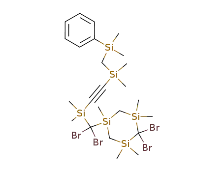 2,2-dibromo-5-{dibromo-[({[(dimethyl-phenyl-silanyl)-methyl]-dimethyl-silanyl}-ethynyl)-dimethyl-silanyl]-methyl}-1,1,3,3,5-pentamethyl-[1,3,5]trisilinane