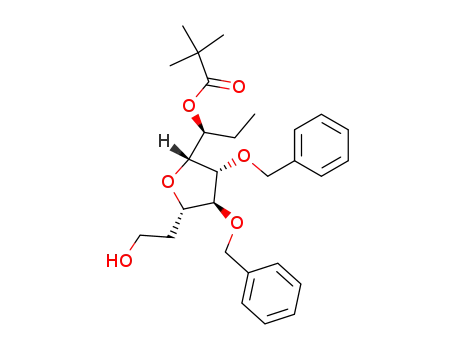 2,2-Dimethyl-propionic acid (S)-1-[(2R,3R,4S,5S)-3,4-bis-benzyloxy-5-(2-hydroxy-ethyl)-tetrahydro-furan-2-yl]-propyl ester