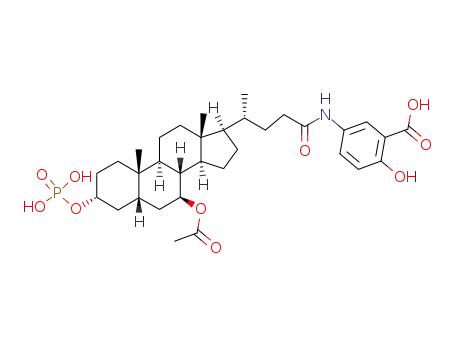 5-[(R)-4-((3R,5R,7S,8R,9S,10S,13R,14S,17R)-7-Acetoxy-10,13-dimethyl-3-phosphonooxy-hexadecahydro-cyclopenta[a]phenanthren-17-yl)-pentanoylamino]-2-hydroxy-benzoic acid