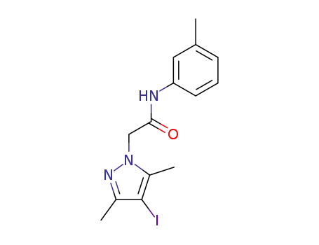 Molecular Structure of 302542-51-4 (1H-Pyrazole-1-acetamide,4-iodo-3,5-dimethyl-N-(3-methylphenyl)-)