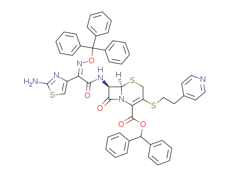 Molecular Structure of 163009-34-5 (diphenylmethyl 7β-[2-(Z)-(2-aminothiazol-4-yl)-2-(trityloxyimino)acetamido]-3-[2-(4-pyridyl)ethylthio]-3-cephem-4-carboxylate)