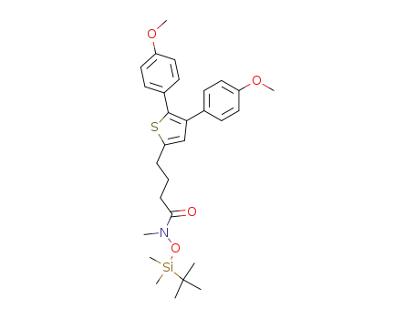N-(tertbutyl dimethyl silyloxy) N-methyl 4-(2,3-bis-(4-methoxyphenyl)-thiophen-5-yl) butanamide