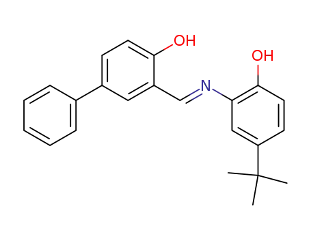 Molecular Structure of 803688-28-0 ([1,1'-Biphenyl]-4-ol,
3-[(E)-[[5-(1,1-dimethylethyl)-2-hydroxyphenyl]imino]methyl]-)