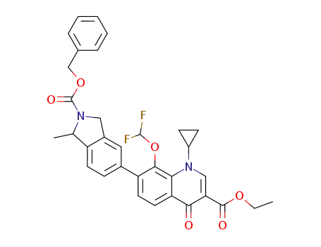 Ethyl (+)-1-cyclopropyl-8-difluoromethoxy-7-[2-benzyloxycarbonyl-1-methylisoindolin-5-yl]-1,4-dihydro-4-oxoquinoline-3-carboxylate