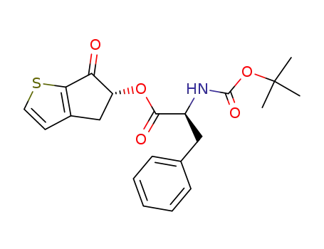 Molecular Structure of 827609-11-0 (L-Phenylalanine, N-[(1,1-dimethylethoxy)carbonyl]-,
(5R)-5,6-dihydro-6-oxo-4H-cyclopenta[b]thien-5-yl ester)