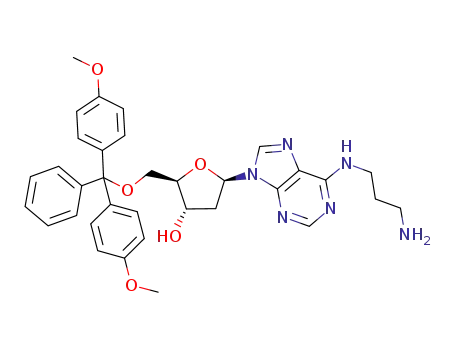 Molecular Structure of 807370-18-9 (Adenosine,
N-(3-aminopropyl)-5'-O-[bis(4-methoxyphenyl)phenylmethyl]-2'-deoxy-)