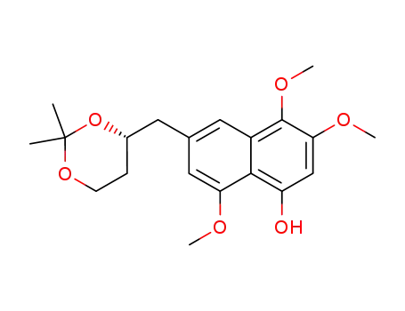 Molecular Structure of 828940-45-0 (1-Naphthalenol,
6-[[(4R)-2,2-dimethyl-1,3-dioxan-4-yl]methyl]-3,4,8-trimethoxy-)