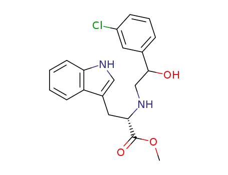 Molecular Structure of 853022-63-6 (2-[2-(3-chloro-phenyl)-2-hydroxy-ethylamino]-3-(1<i>H</i>-indol-3-yl)-propionic acid methyl ester)