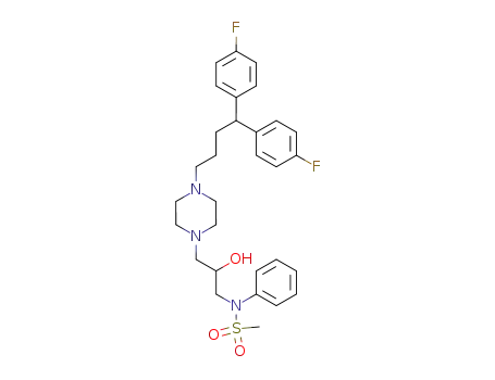 Molecular Structure of 143780-42-1 (N-(3-{4-[4,4-bis(4-fluorophenyl)butyl]piperazin-1-yl}-2-hydroxypropyl)-N-phenylmethanesulfonamide)