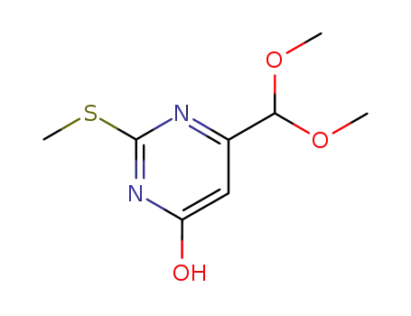Molecular Structure of 21326-25-0 (6-(dimethoxymethyl)-2-(methylthio)pyrimidin-4-ol)